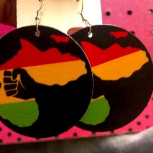 Light weight wooden Jamaica earrings.